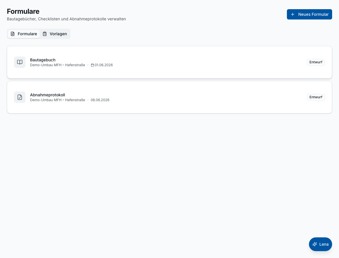 Digitale Formulare in Bleno – Produktansicht
