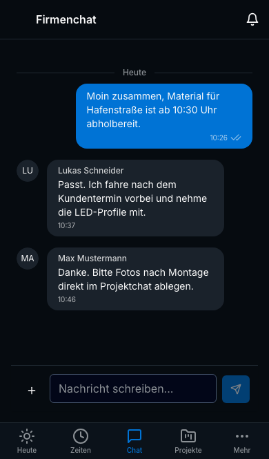 Team-Chat in Bleno: Immer erreichbar – auch mobil